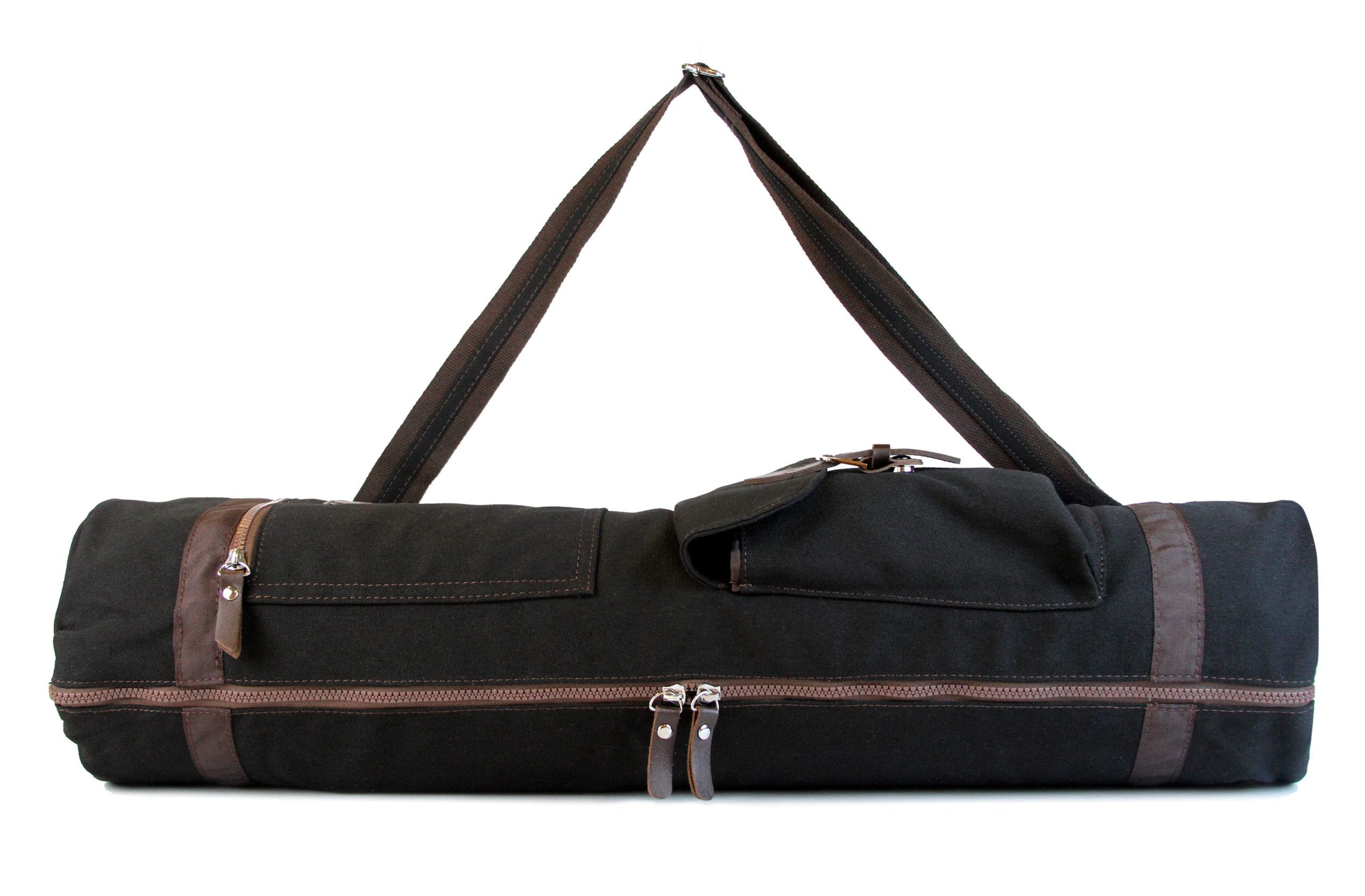 KD Yoga Mat Bag Cotton Canvas Cover Extra Large Bag Multi Functional Pockets for Bottle Belt Bricks Towel Wallet Block & More Sling Bag Mat Holder