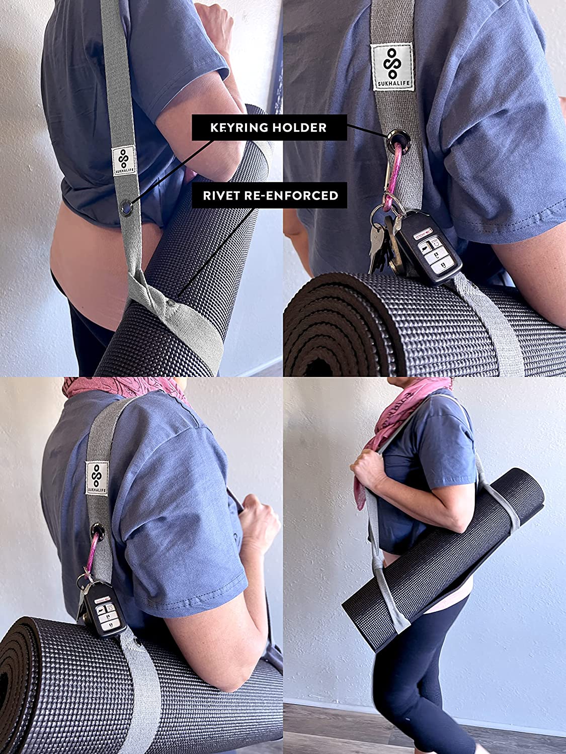 2 Packs Yoga Mat Strap For Carrying, Yoga Mat Carrier, Adjustable